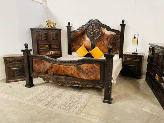 Recámara Texas Tapizada en Piel de Vaca