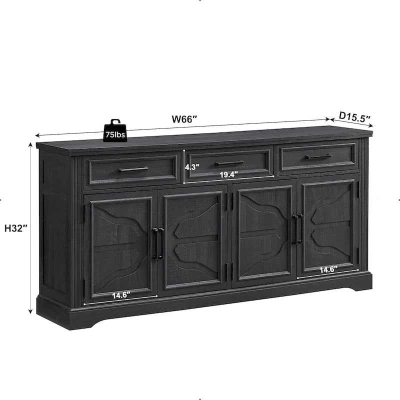 Farmhouse Buffet Sideboard Cabinet,Coffee Bar Wine Bar for Dining Room - N/A