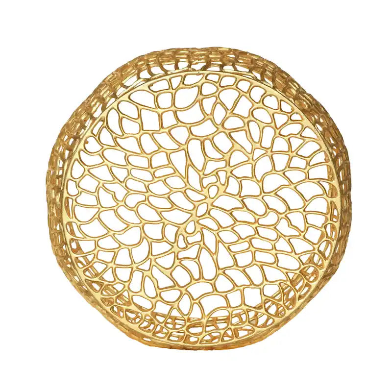 Modern Gold Aluminum Coffee Table with Sculptural Open Mesh Design