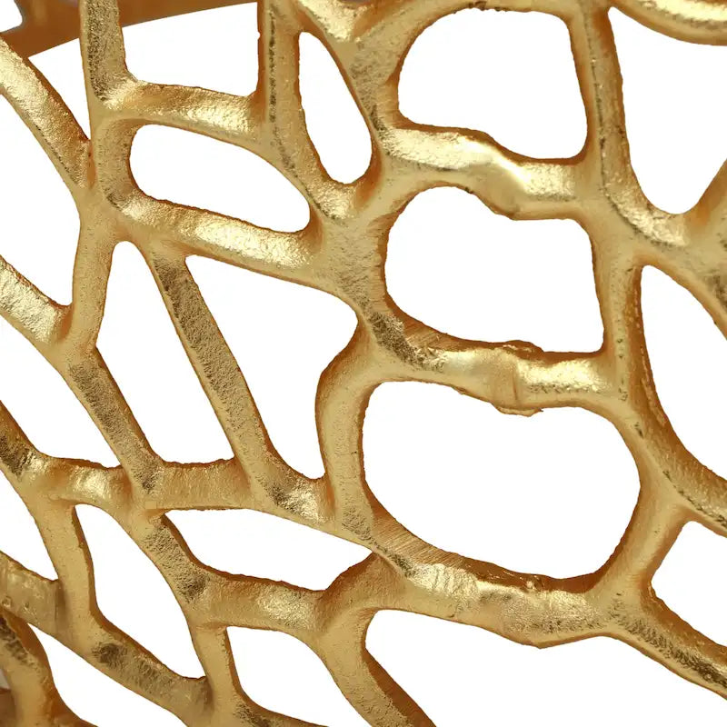 Modern Gold Aluminum Coffee Table with Sculptural Open Mesh Design