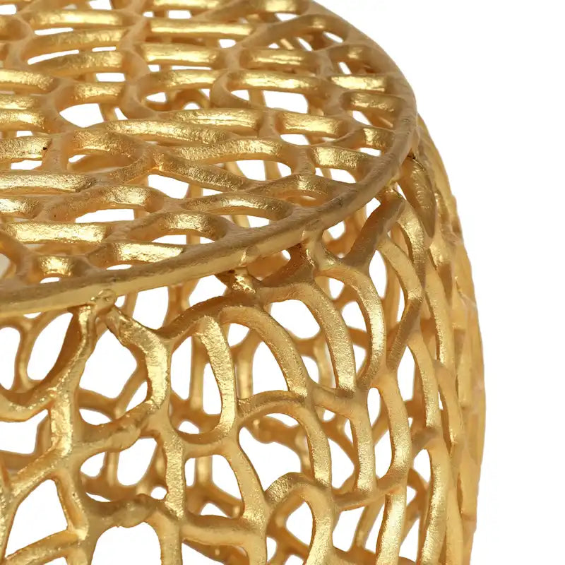 Modern Gold Aluminum Coffee Table with Sculptural Open Mesh Design