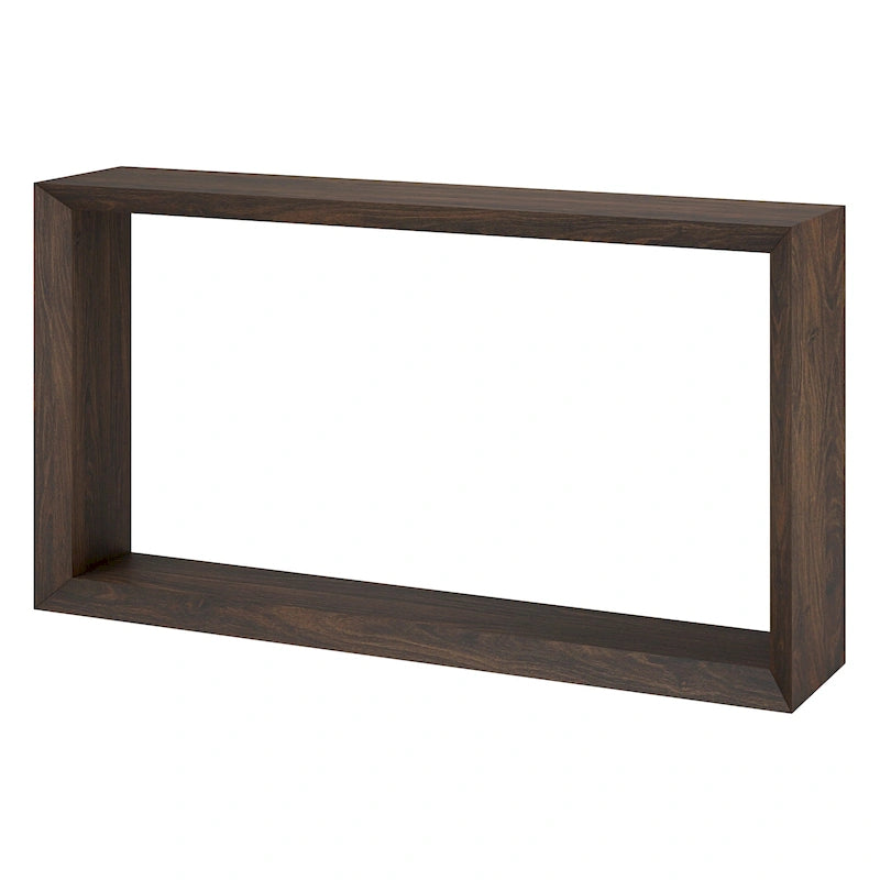 Modern Rectangular Wood Look Console Table with Open Display Shelf