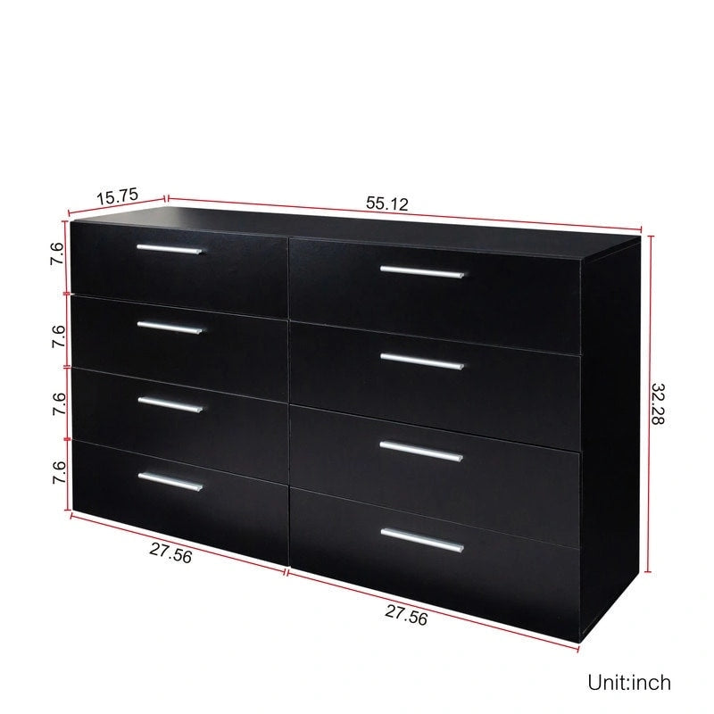 Space-saving 8-Drawer Double Dresser