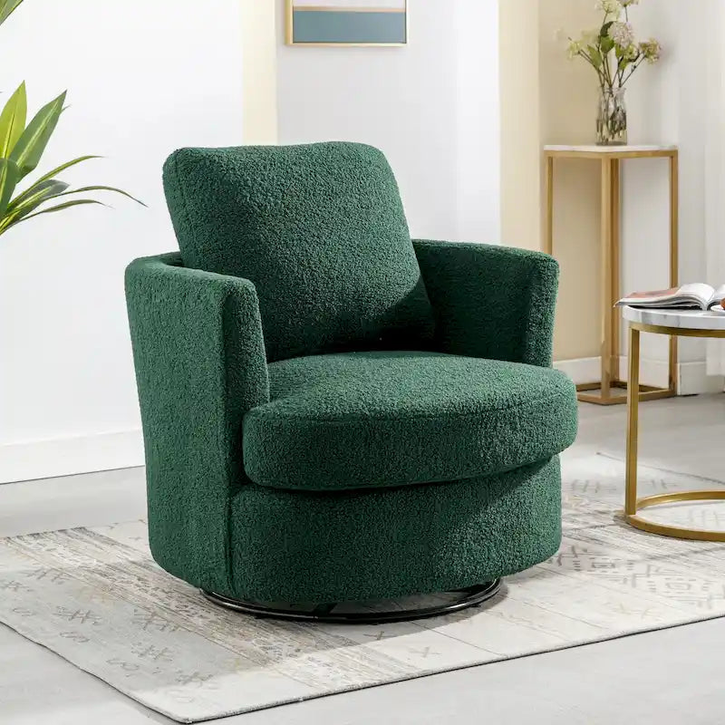 Modern Upholstered Swivel Barrel Chair for Living Room