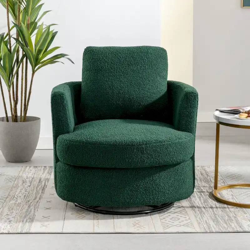 Modern Upholstered Swivel Barrel Chair for Living Room