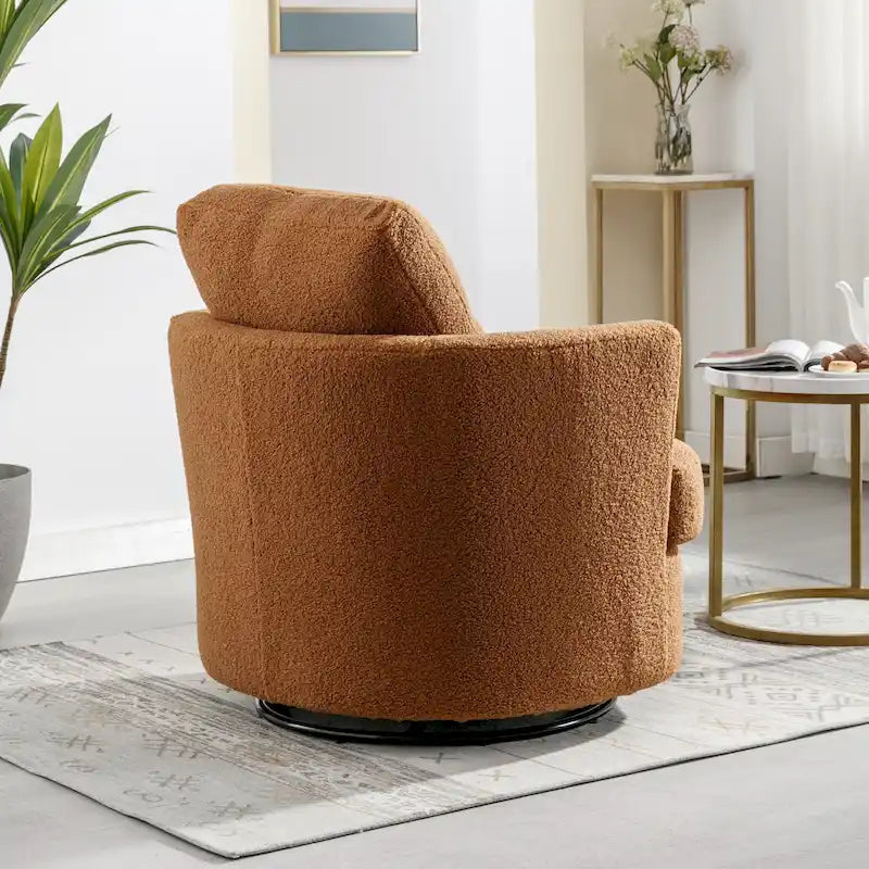 Modern Upholstered Swivel Barrel Chair for Living Room