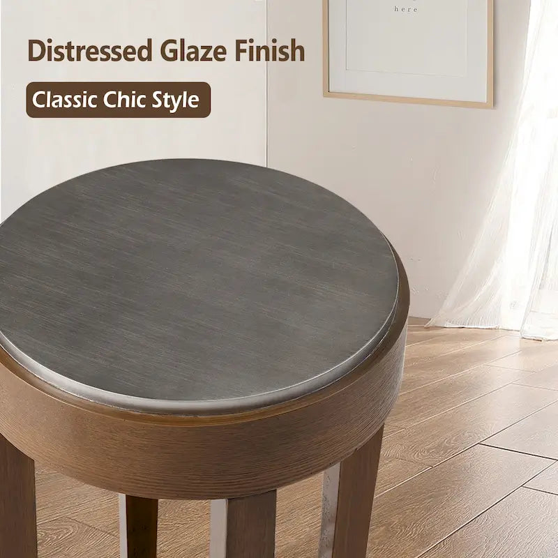 Round Brown Wood Accent Side Table with Lower Storage Shelf