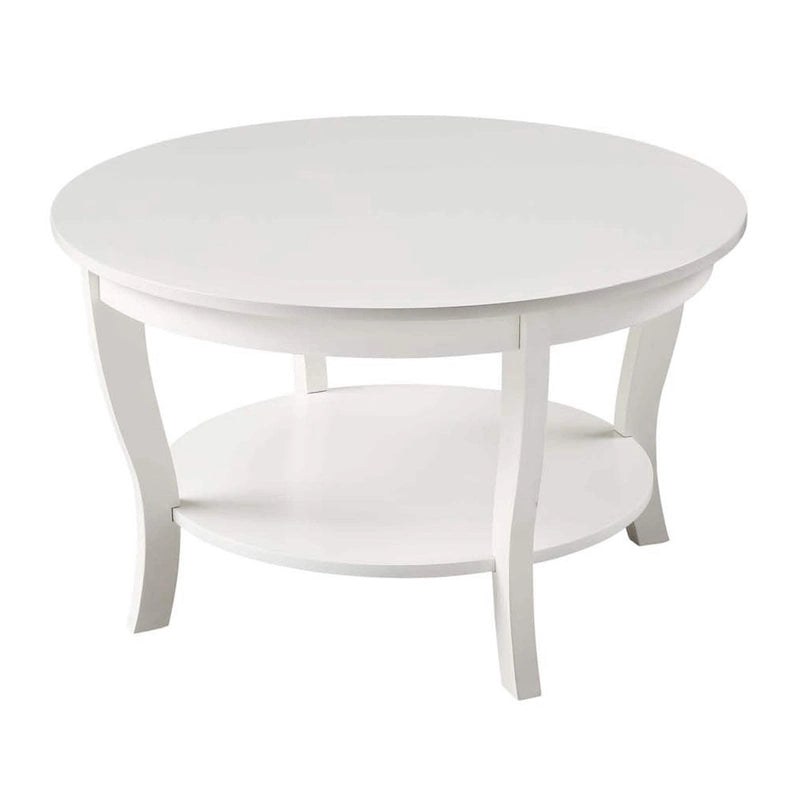 Classic Round Coffee Table with Lower Shelf and Curved Legs