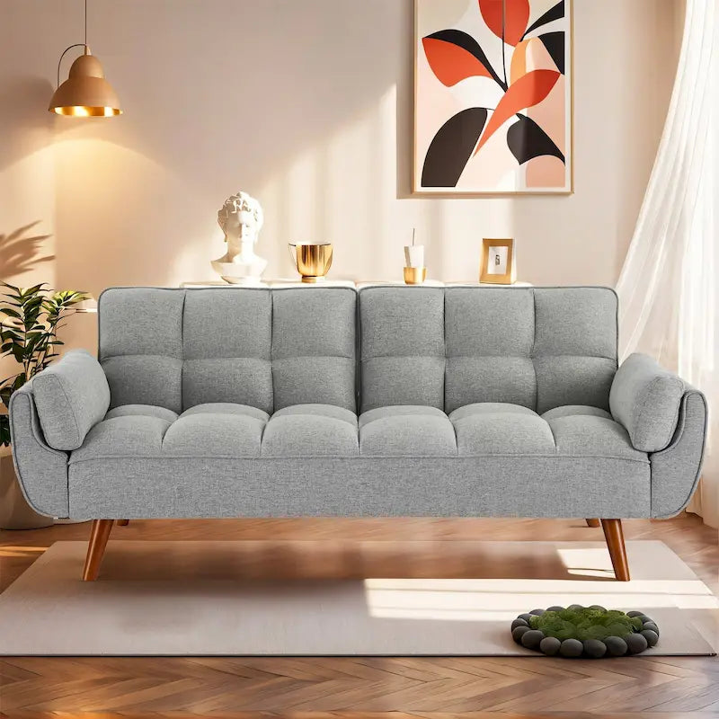 Καναπές-κρεβάτι φουτόν 75.39 INCH, μετατρεπόμενος πτυσσόμενος καναπές-κλινάκι με ανάκλιση για το σαλόνι, με 2 μαξιλάρια/μπράτσα
