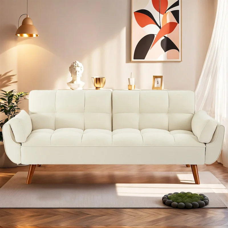 Καναπές-κρεβάτι φουτόν 75.39 INCH, μετατρεπόμενος πτυσσόμενος καναπές-κλινάκι με ανάκλιση για το σαλόνι, με 2 μαξιλάρια/μπράτσα