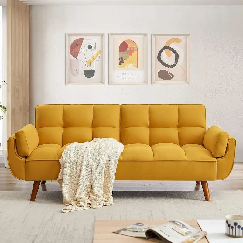 Καναπές-κρεβάτι φουτόν 75.39 INCH, μετατρεπόμενος πτυσσόμενος καναπές-κλινάκι με ανάκλιση για το σαλόνι, με 2 μαξιλάρια/μπράτσα