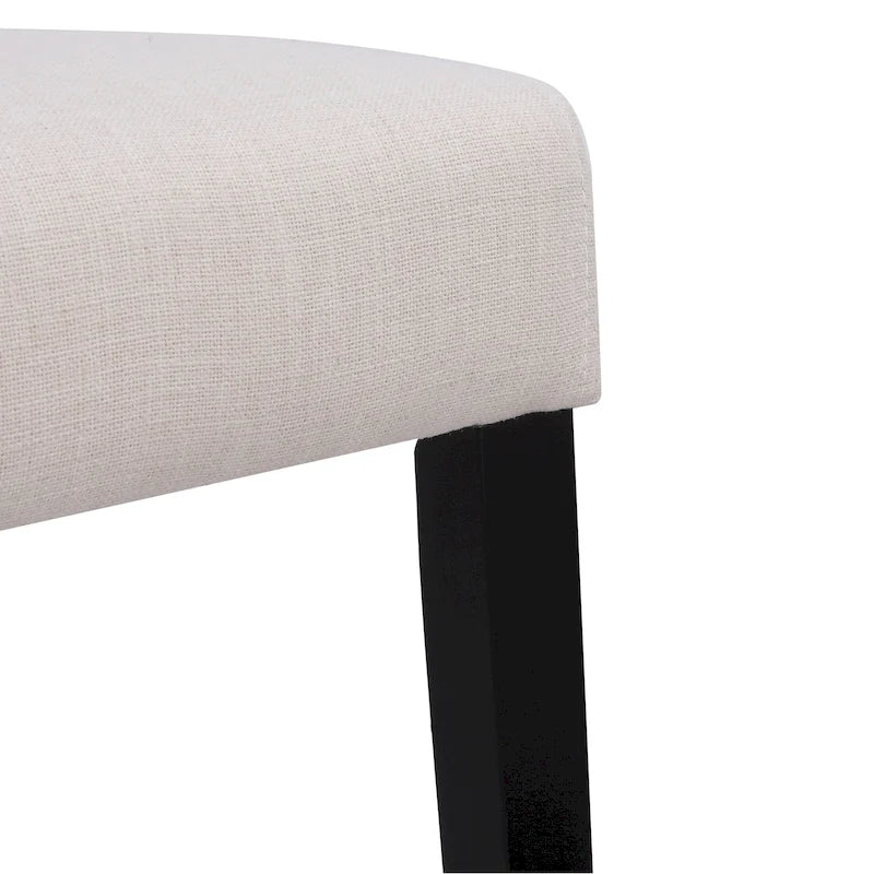 Chaise de salle à manger rembourrée en lin avec dossier incurvé et pieds noirs