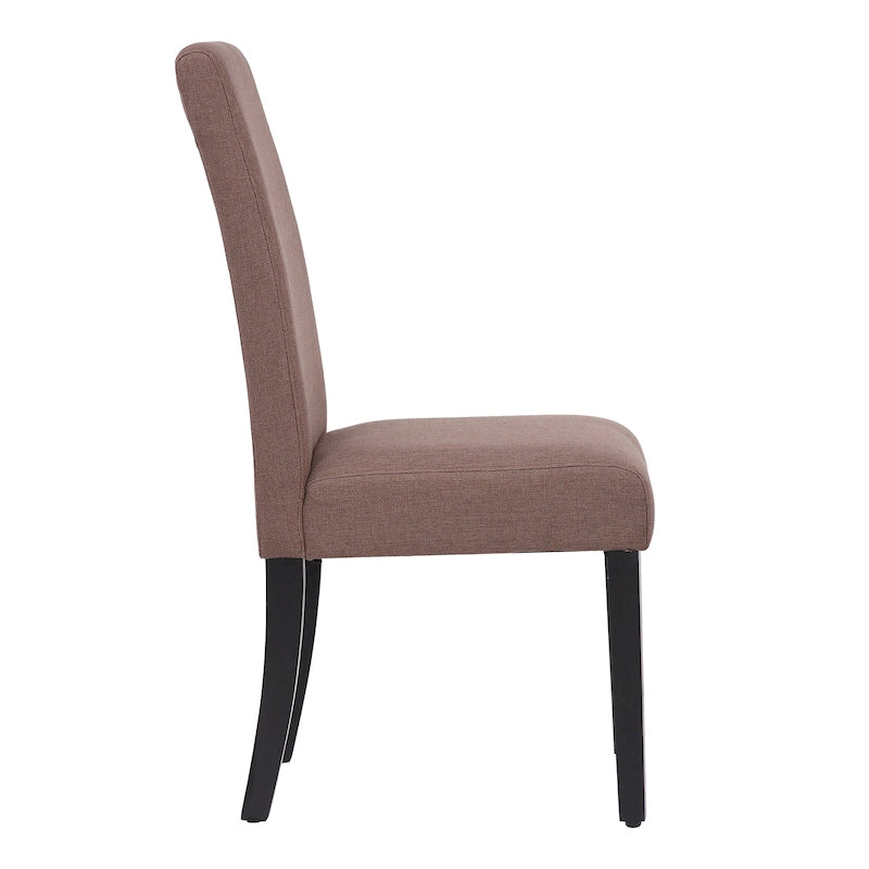 Chaise de salle à manger rembourrée en lin avec dossier incurvé et pieds noirs