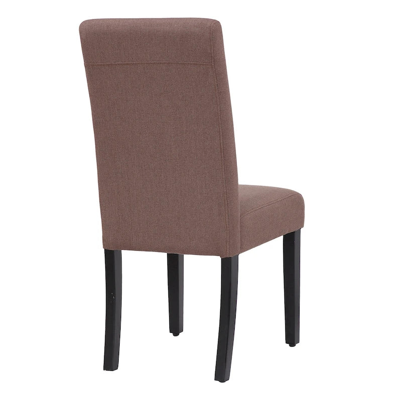 Chaise de salle à manger rembourrée en lin avec dossier incurvé et pieds noirs