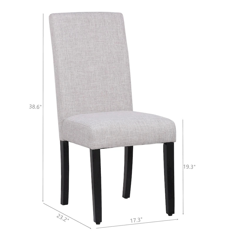 Chaise de salle à manger rembourrée en lin avec dossier incurvé et pieds noirs