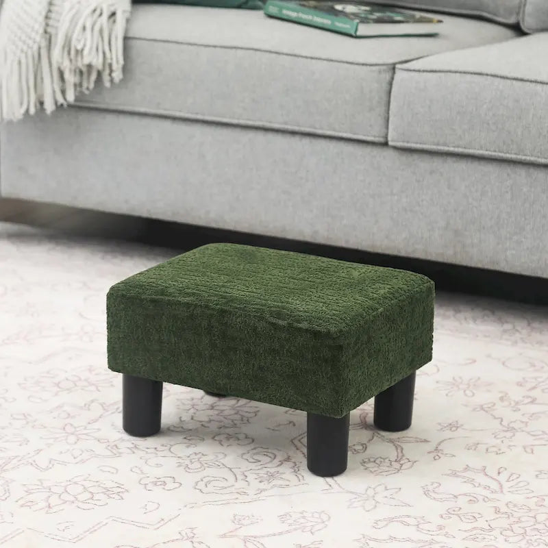 Adeco Small Rectangular Ottoman Modern PU Leather Footrest Stool Chair