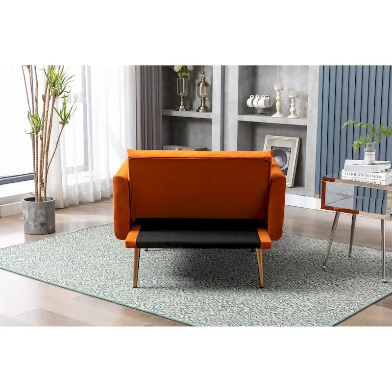 Velvet Tufted Chaise Lounge Chair with Polished Rose Gold Legs