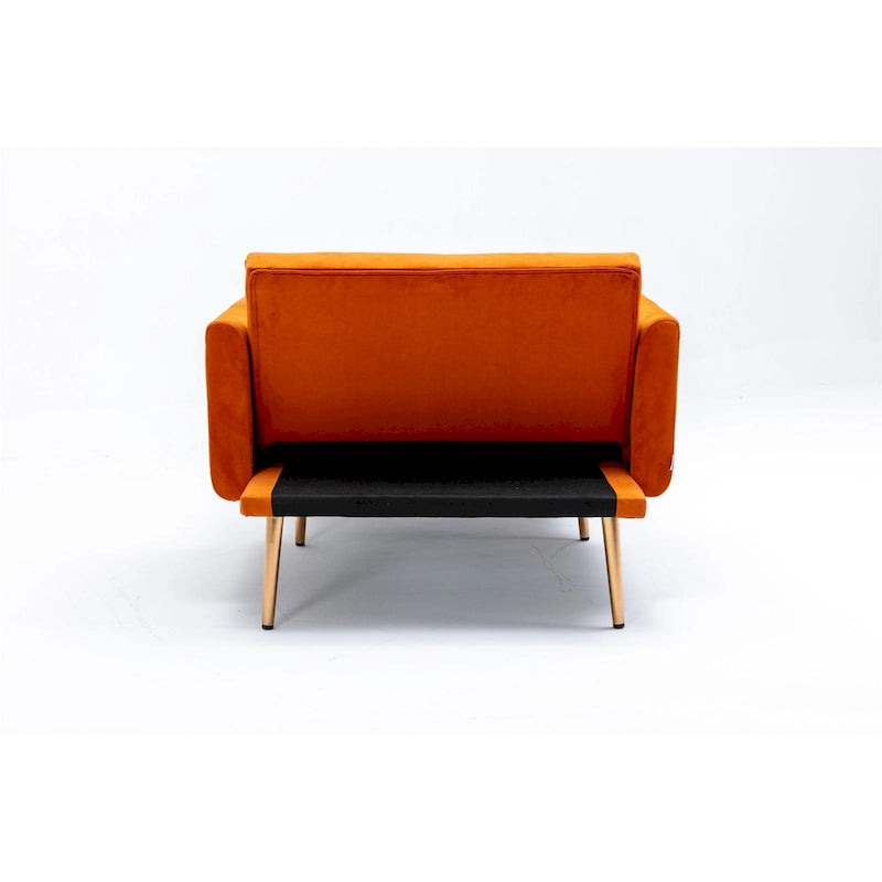 Velvet Tufted Chaise Lounge Chair with Polished Rose Gold Legs