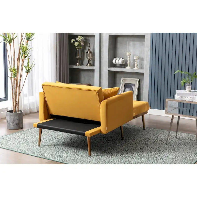 Velvet Tufted Chaise Lounge Chair with Polished Rose Gold Legs