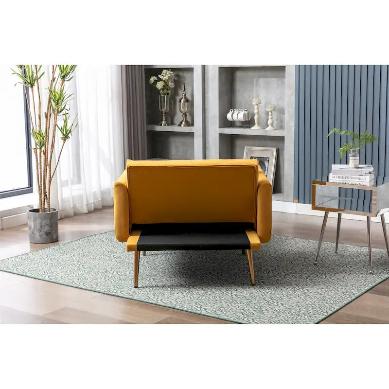 Velvet Tufted Chaise Lounge Chair with Polished Rose Gold Legs