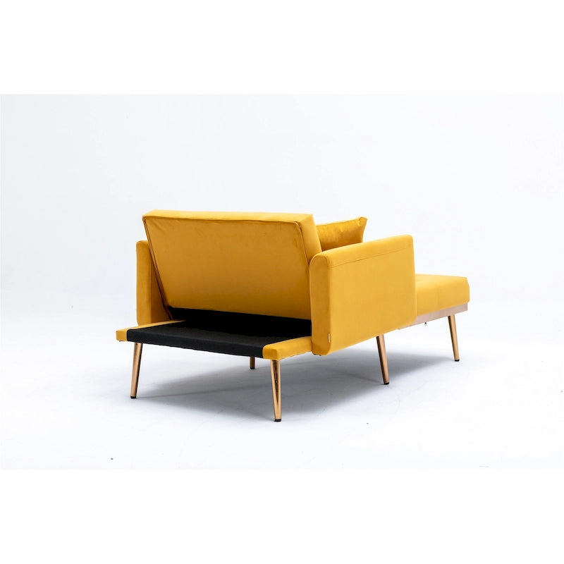 Velvet Tufted Chaise Lounge Chair with Polished Rose Gold Legs