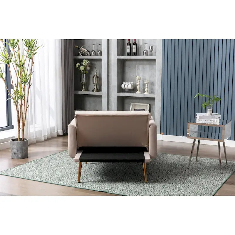 Velvet Tufted Chaise Lounge Chair with Polished Rose Gold Legs