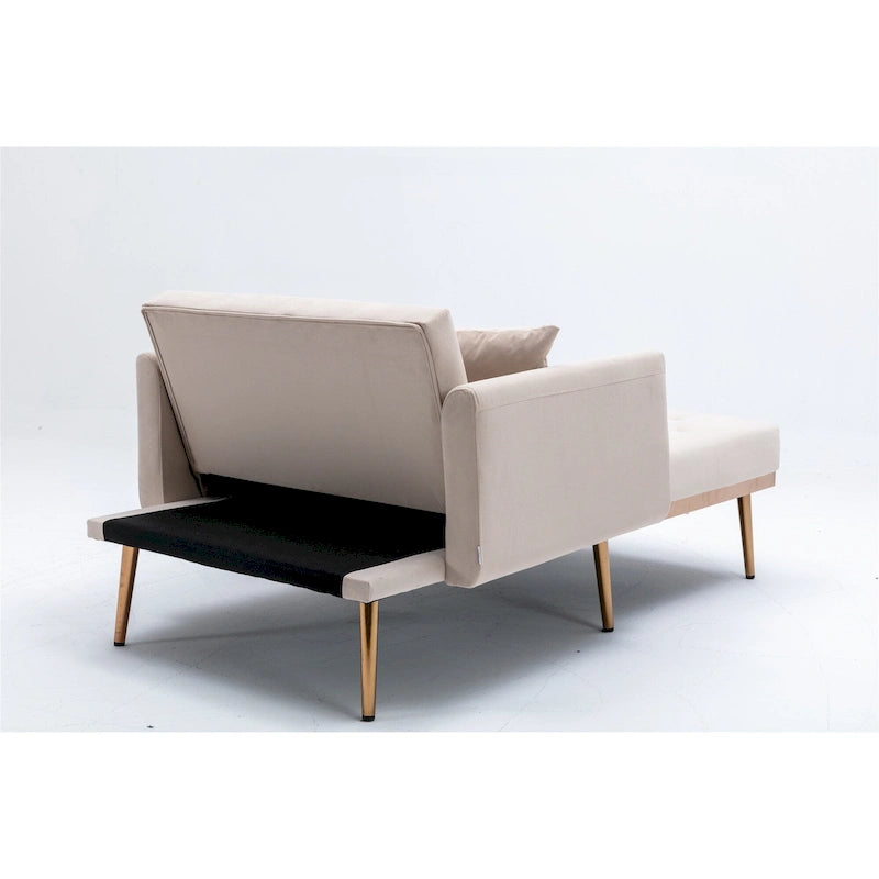 Velvet Tufted Chaise Lounge Chair with Polished Rose Gold Legs