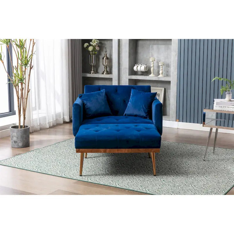 Velvet Tufted Chaise Lounge Chair with Polished Rose Gold Legs