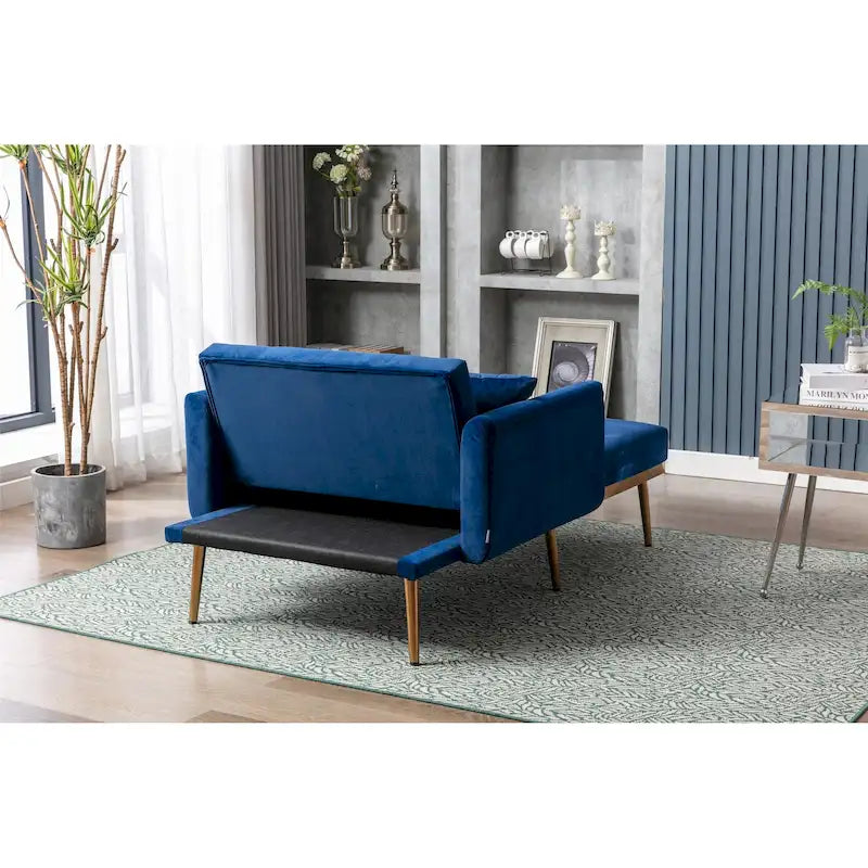 Velvet Tufted Chaise Lounge Chair with Polished Rose Gold Legs