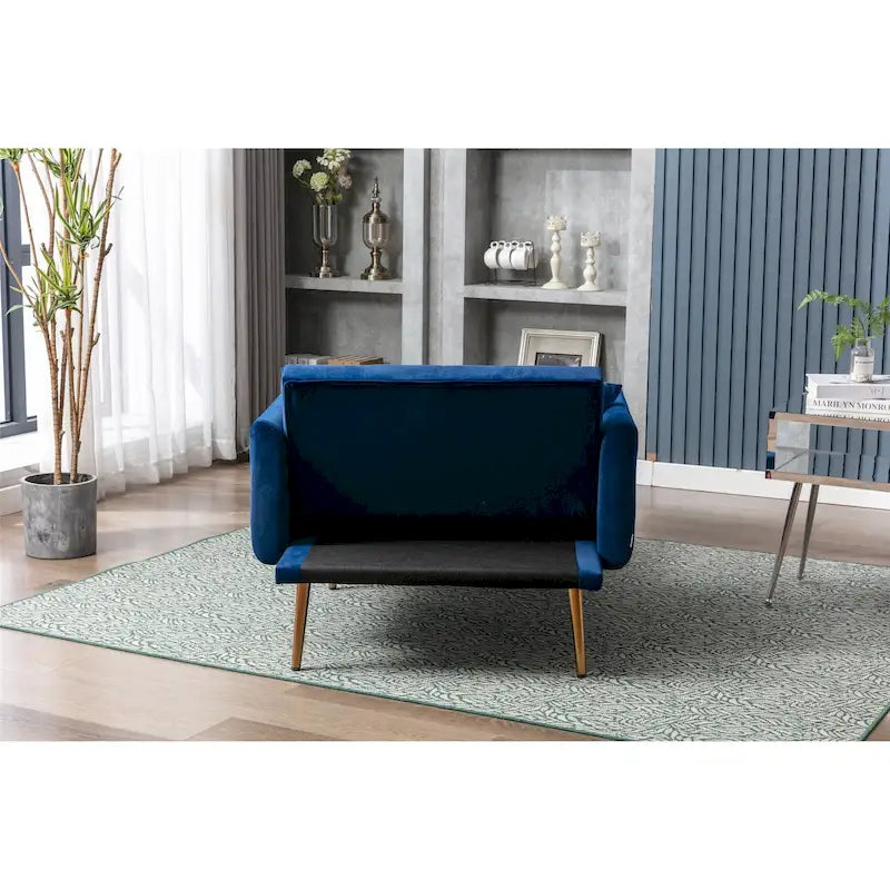 Velvet Tufted Chaise Lounge Chair with Polished Rose Gold Legs