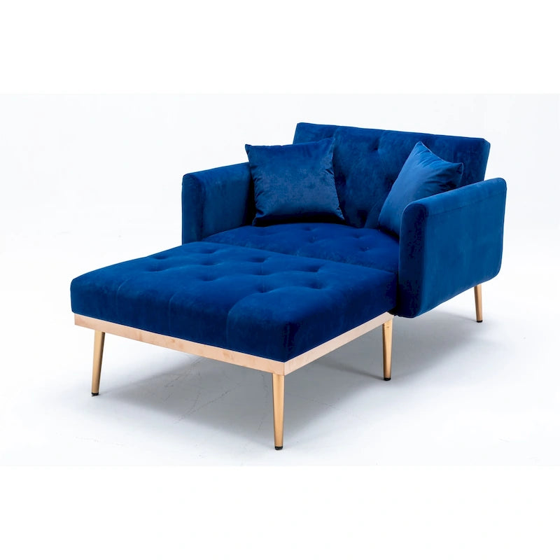 Velvet Tufted Chaise Lounge Chair with Polished Rose Gold Legs