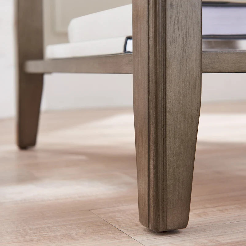 Classic Narrow Solid Wood End Table with Lower Display Shelf
