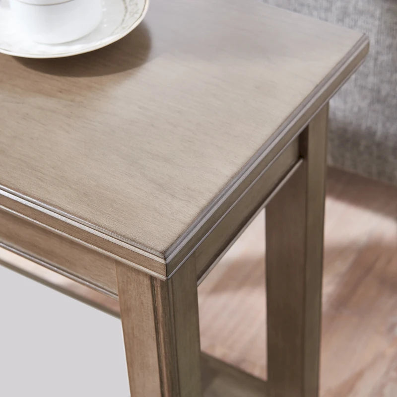 Classic Narrow Solid Wood End Table with Lower Display Shelf