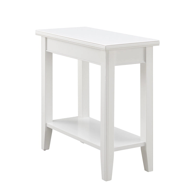 Classic Narrow Solid Wood End Table with Lower Display Shelf