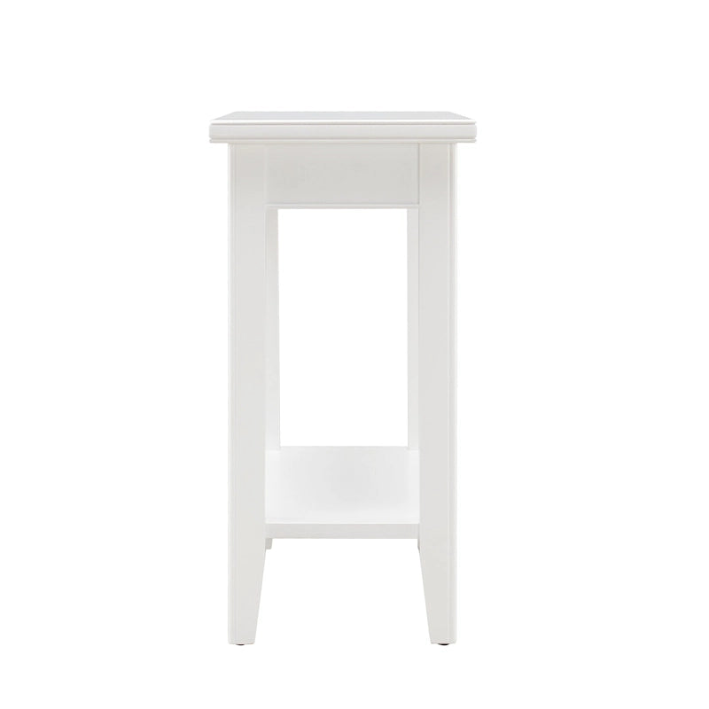 Classic Narrow Solid Wood End Table with Lower Display Shelf