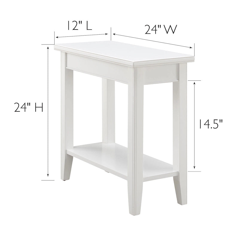 Classic Narrow Solid Wood End Table with Lower Display Shelf