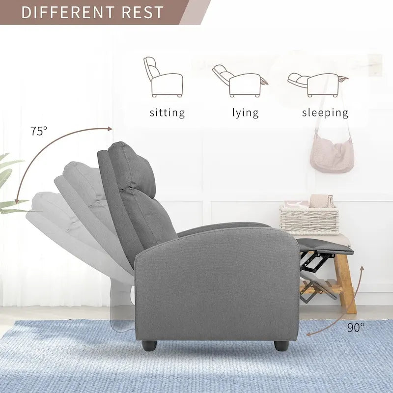 Modern Fabric Massage Recliner Chair with Padded Arms and Backrest