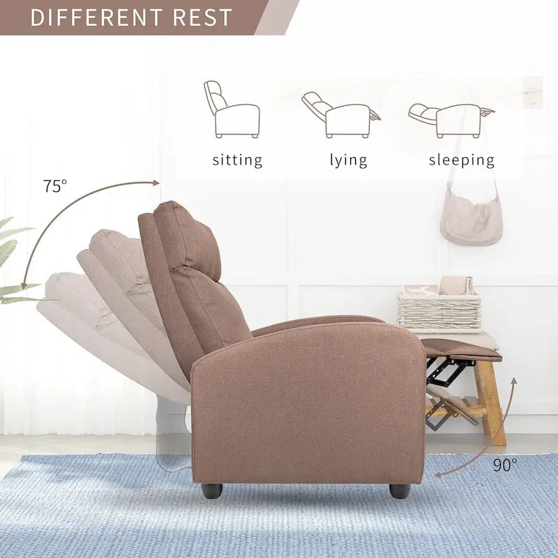 Modern Fabric Massage Recliner Chair with Padded Arms and Backrest