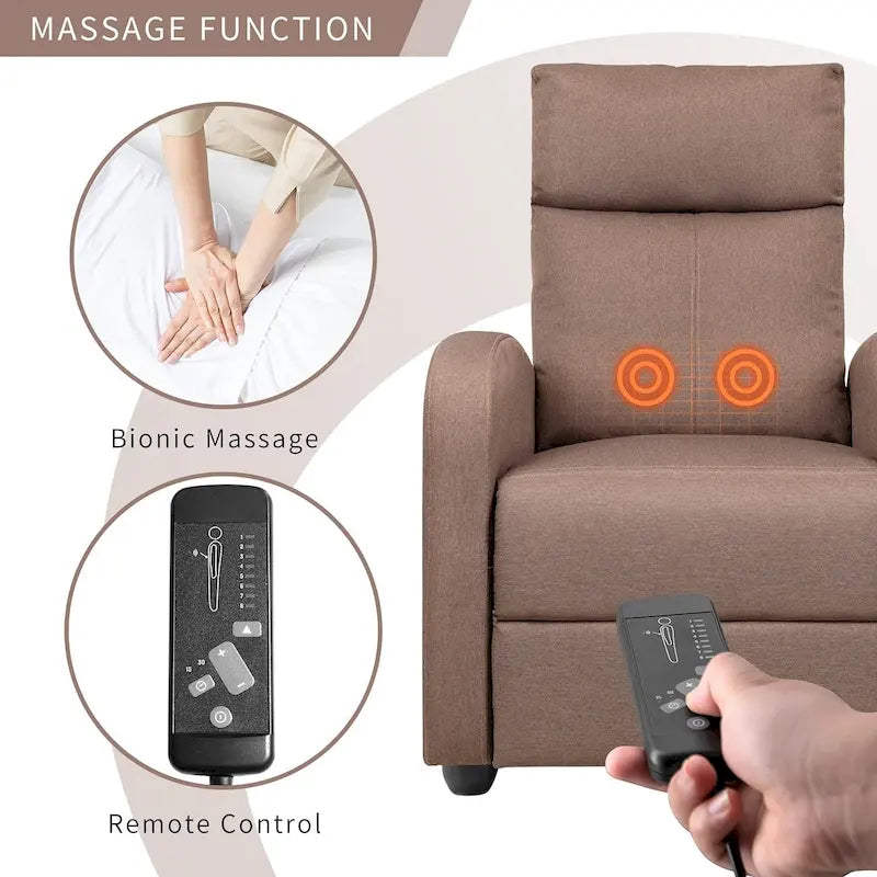 Modern Fabric Massage Recliner Chair with Padded Arms and Backrest
