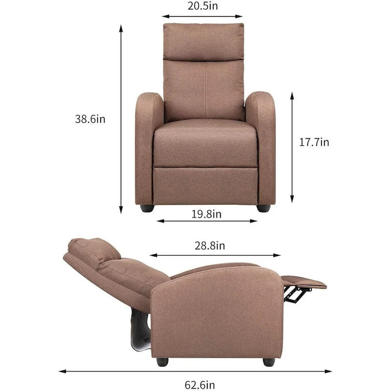 Modern Fabric Massage Recliner Chair with Padded Arms and Backrest