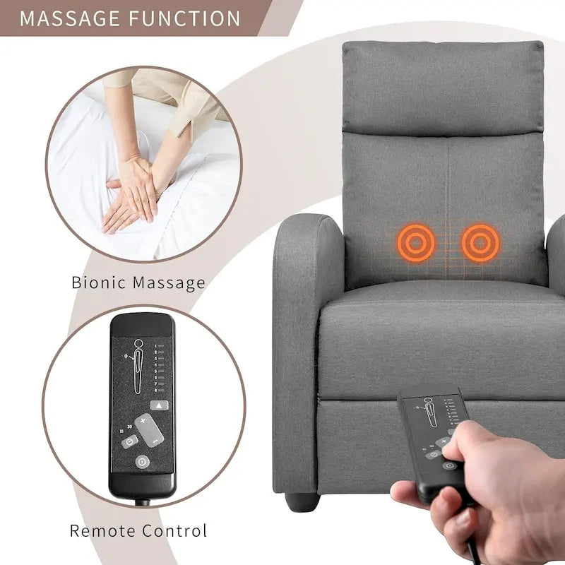 Modern Fabric Massage Recliner Chair with Padded Arms and Backrest