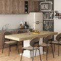 Rustic Woodgrain Rectangular Dining Table with Contemporary Pedestal Base Design