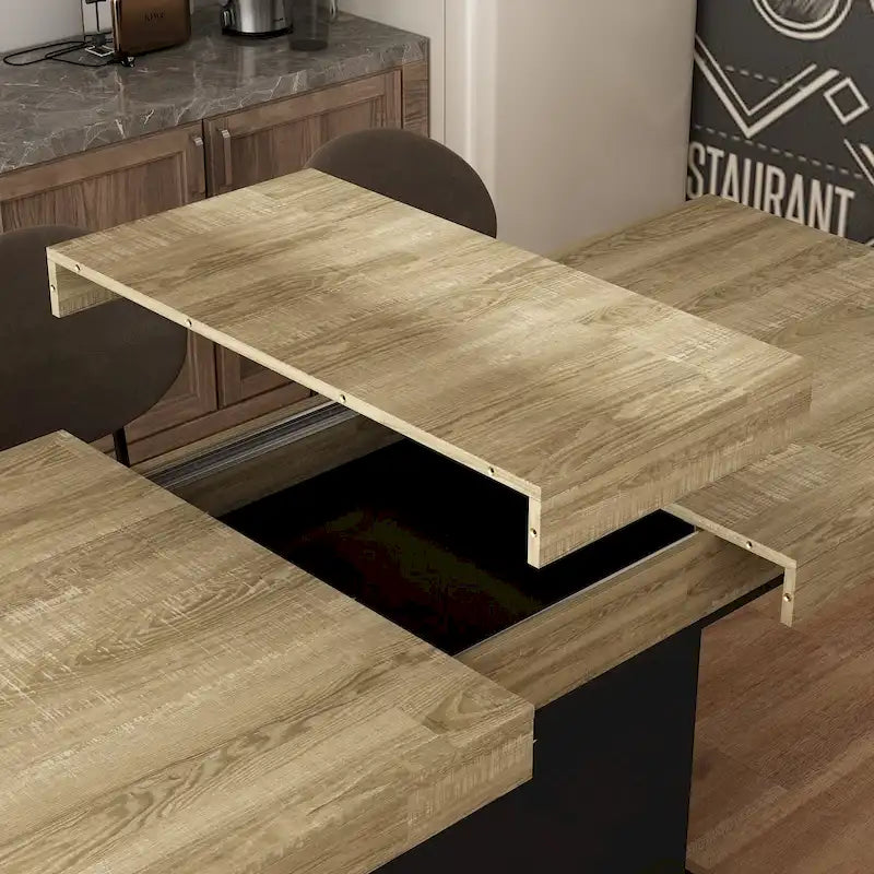 Rustic Woodgrain Rectangular Dining Table with Contemporary Pedestal Base Design