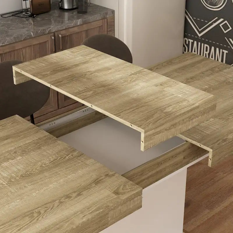 Rustic Woodgrain Rectangular Dining Table with Contemporary Pedestal Base Design