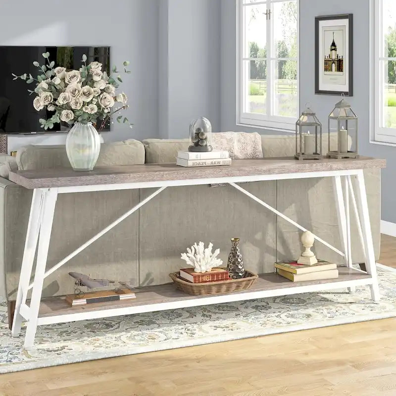 70.9 Inches Long Narrow Sofa Table Behind Couch for Entryway