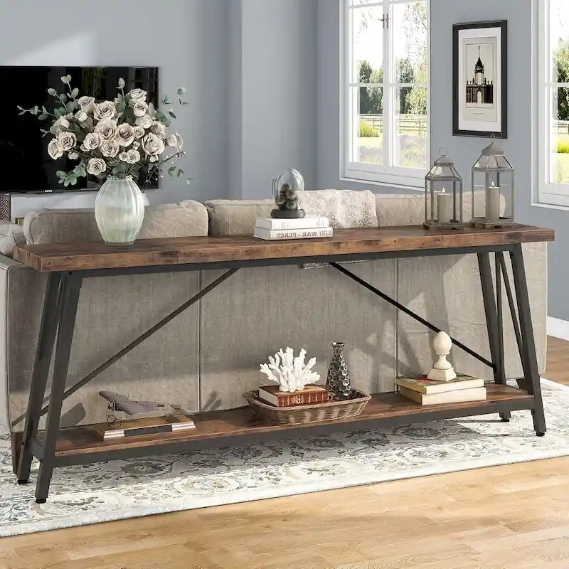 70.9 Inches Long Narrow Sofa Table Behind Couch for Entryway
