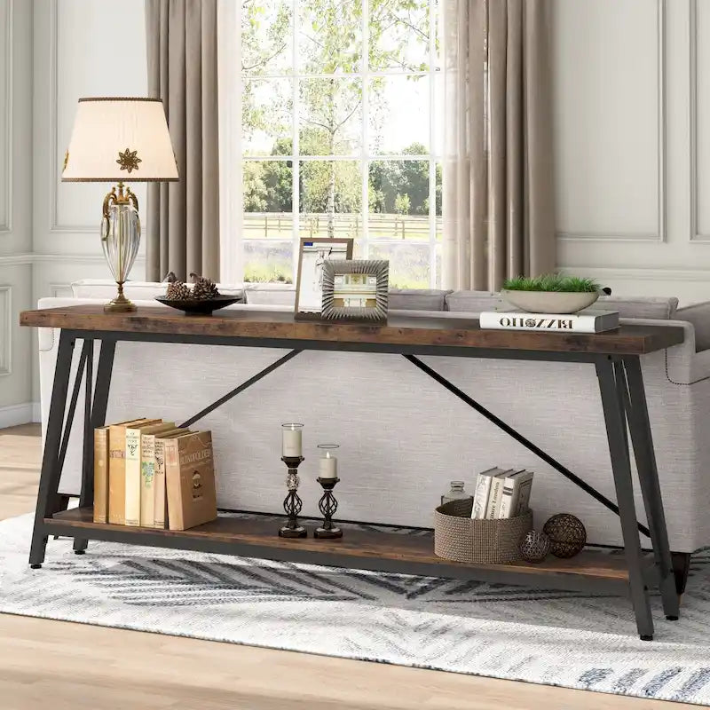 70.9 Inches Long Narrow Sofa Table Behind Couch for Entryway