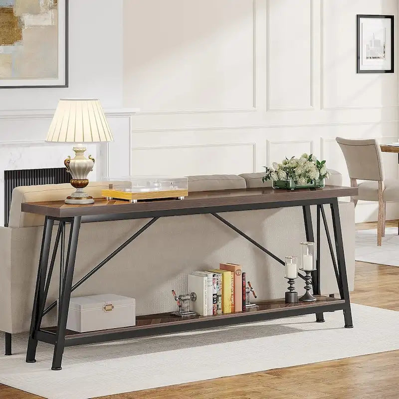 70.9 Inches Long Narrow Sofa Table Behind Couch for Entryway
