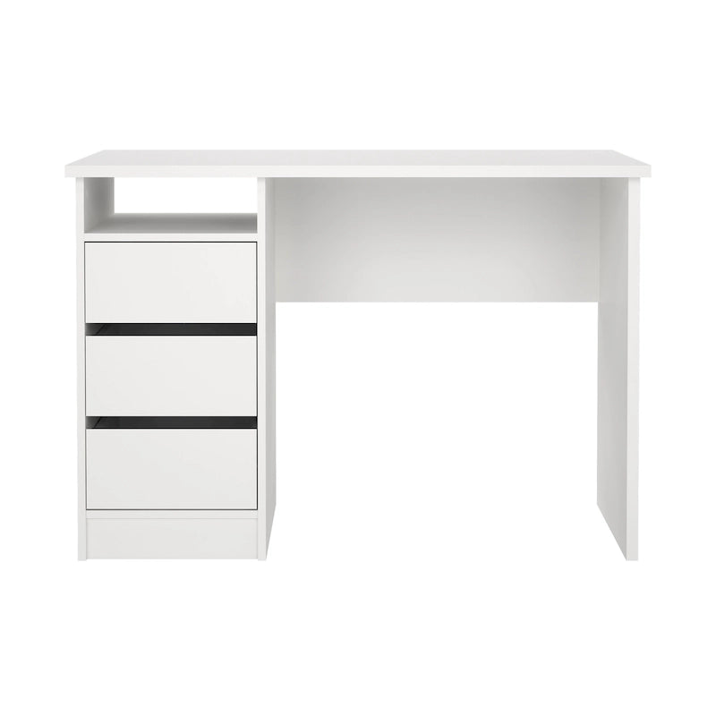 Modern Home Office Writing Desk with Three Drawers and Shelf