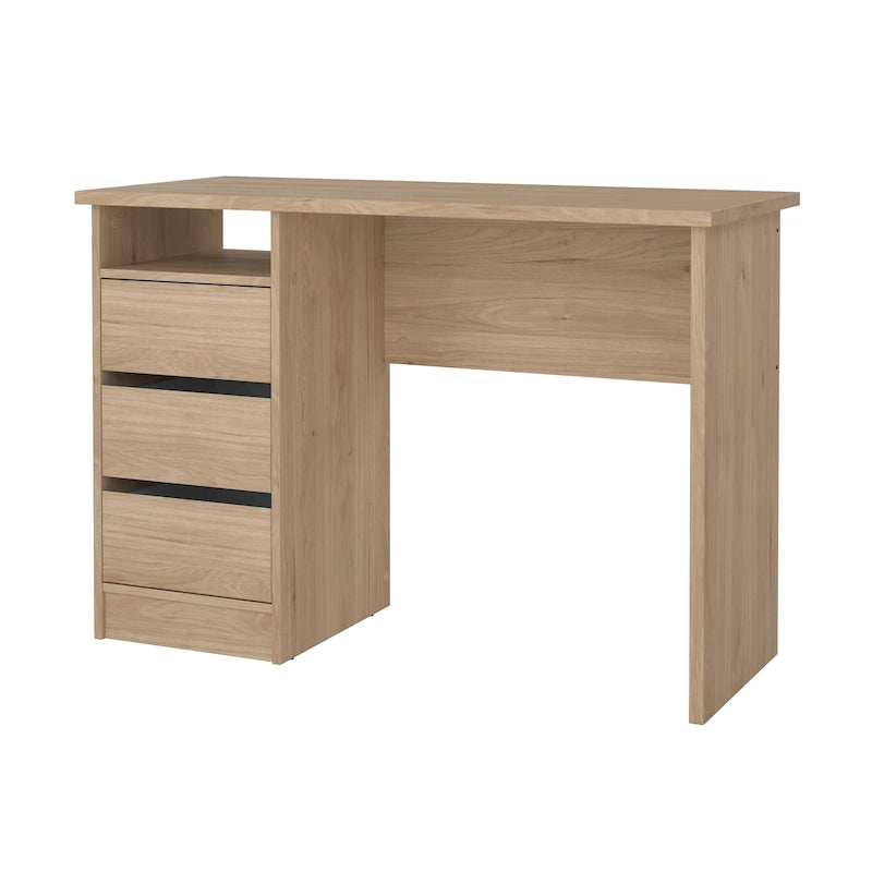 Modern Home Office Writing Desk with Three Drawers and Shelf